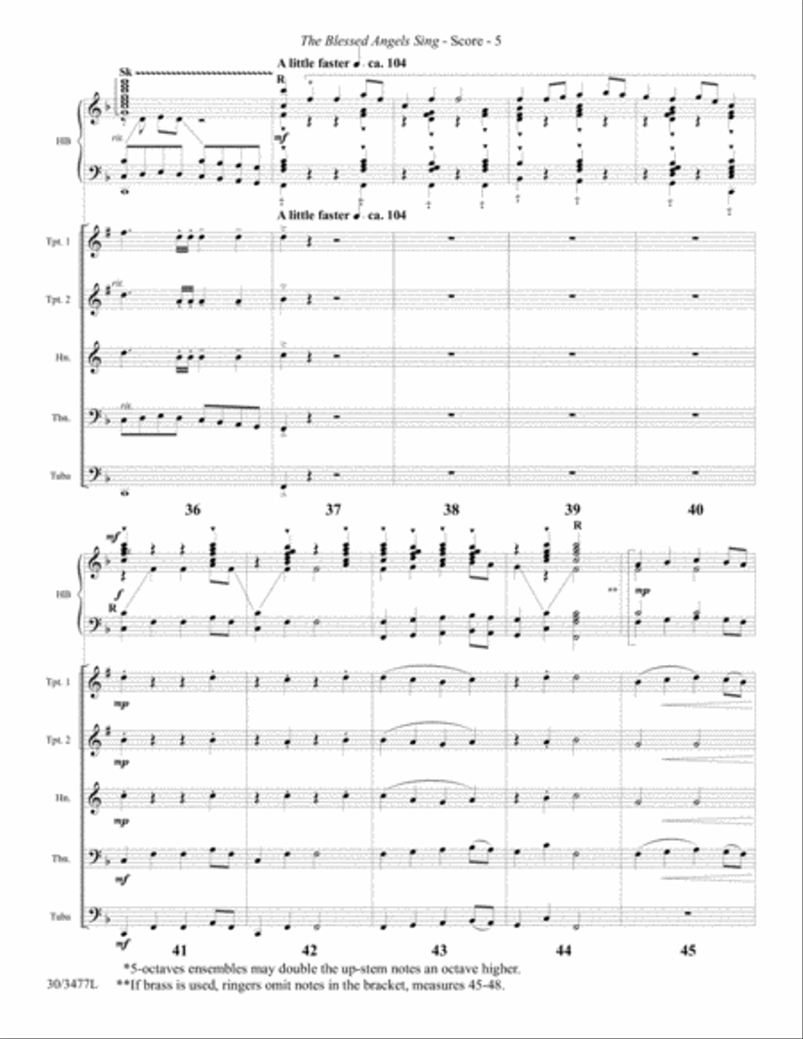 The Blessed Angels Sing - Full Score and Parts for Brass Quintet Brass Quintet scores gallery preview page 6