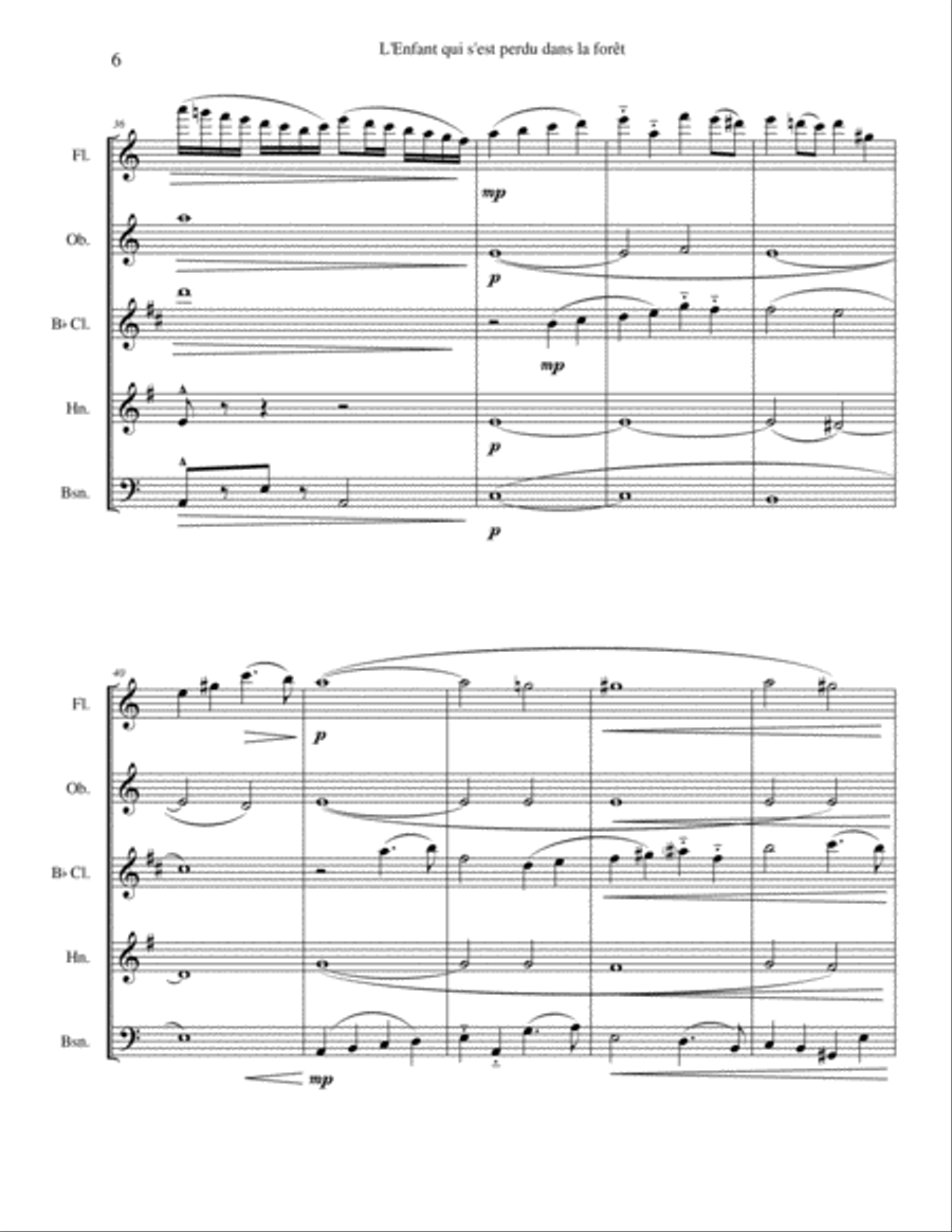 L'Enfant qui s'est perdu dans la forêt Woodwind Quintet scores gallery preview page 6