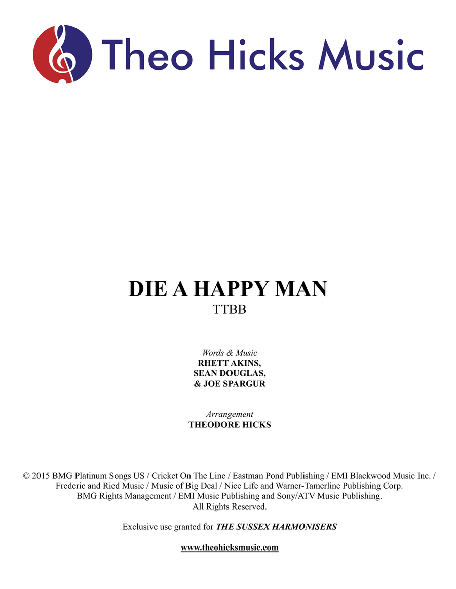 Die A Happy Man TTBB scores gallery preview page 1