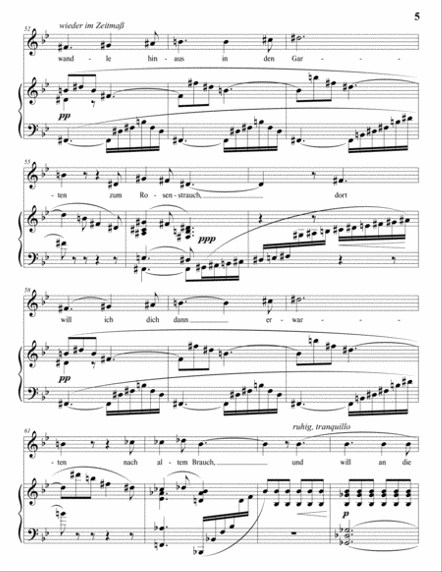 STRAUSS: Heimliche Aufforderung, Op. 27 no. 3 (in 3 high keys: B-flat, A, A-flat major) Voice scores gallery preview page 6