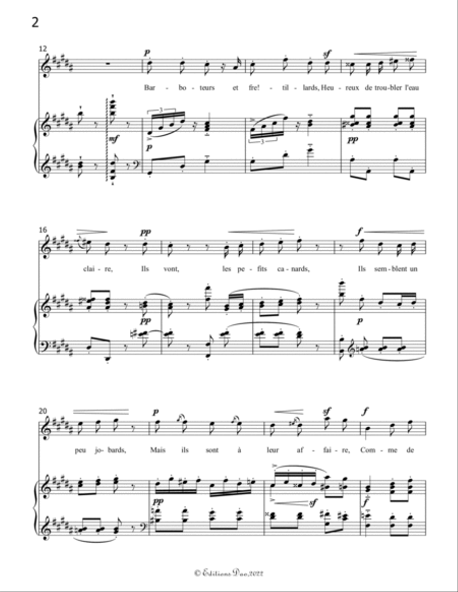 Villanelle des petits canards, by Chabrier, in B Major Voice scores gallery preview page 4