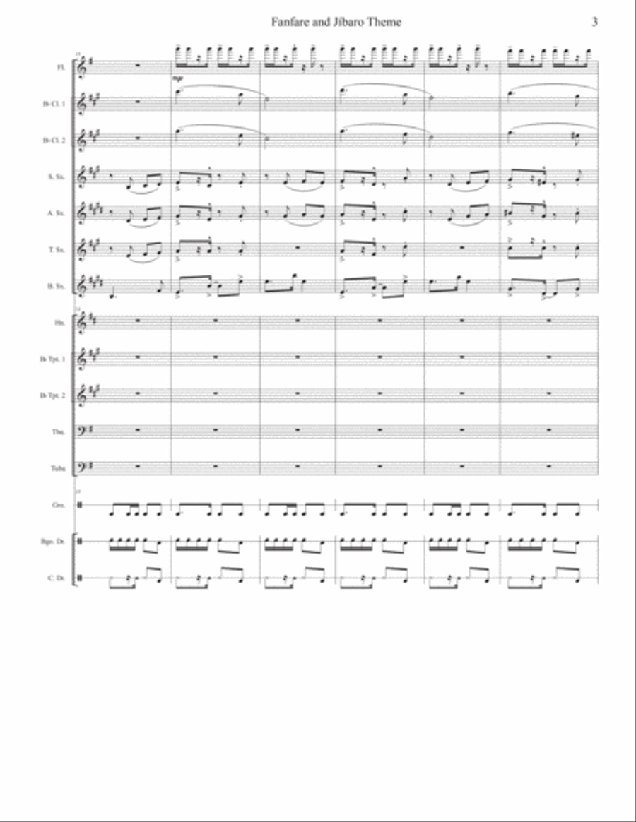 Fanfare and Jibaro Theme For Small Wind Ensemble Concert Band scores gallery preview page 5