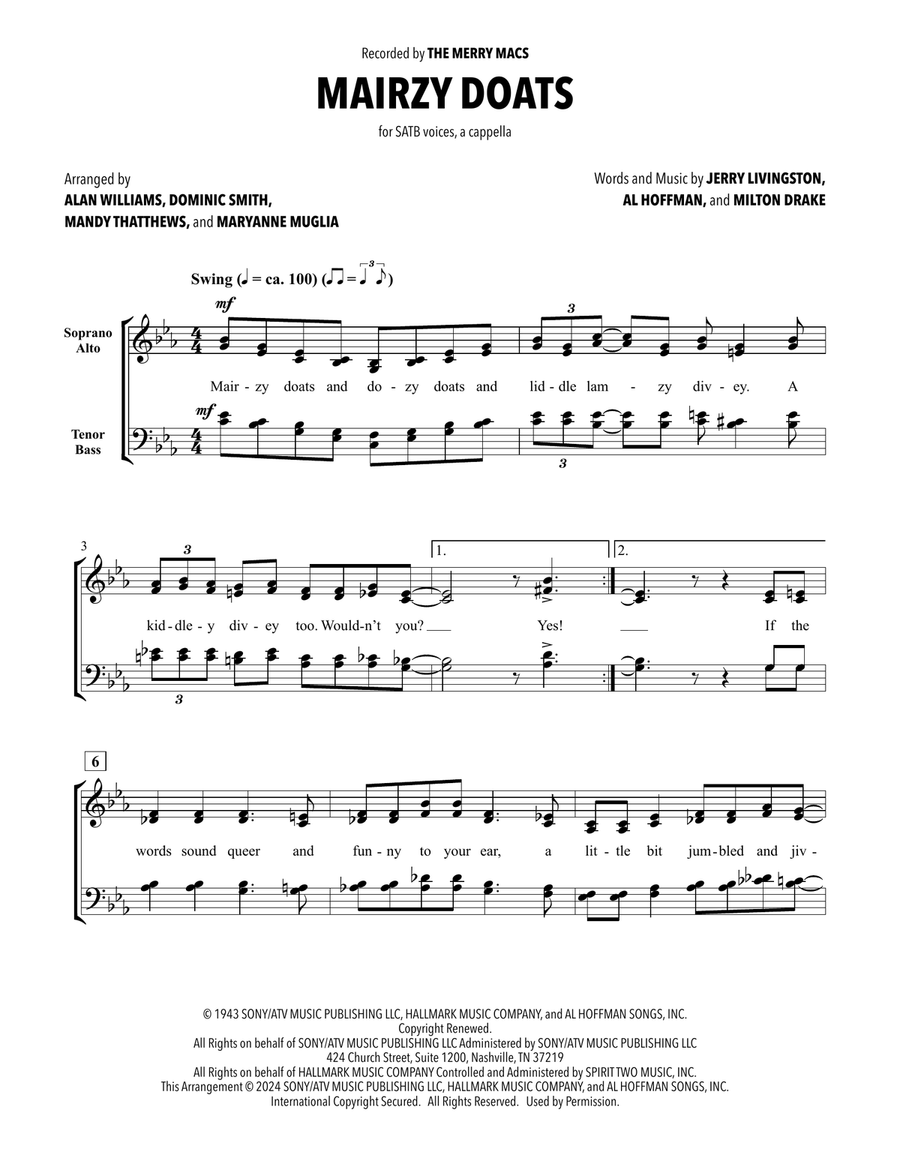 Mairzy Doats 4-Part scores gallery preview page 1