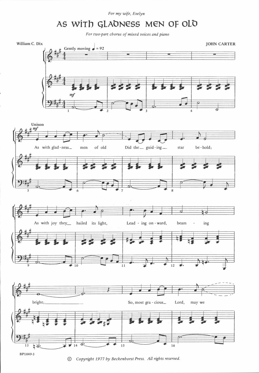 As with Gladness Men of Old 2-Part scores gallery preview page 2