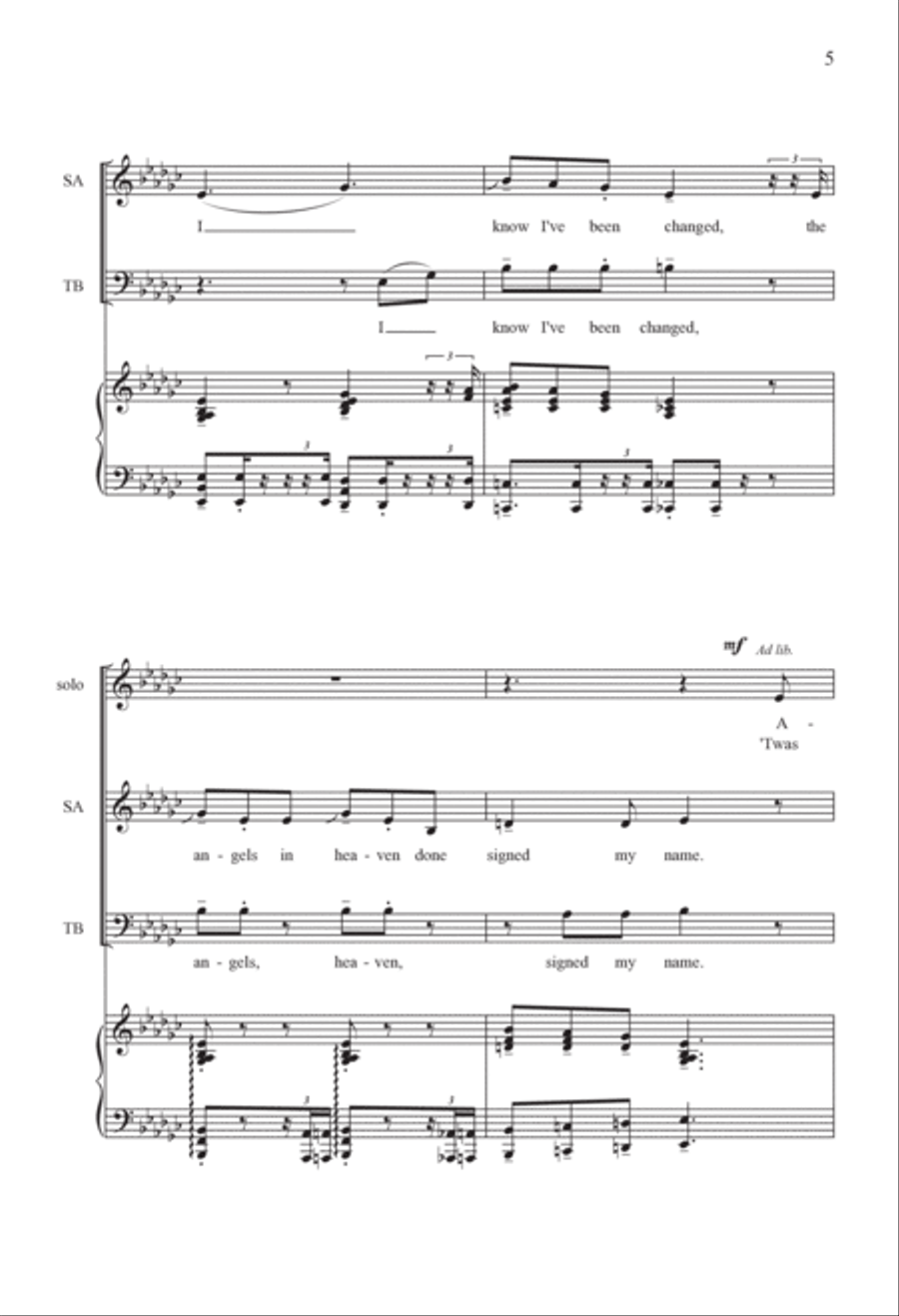 I Know I've Been Changed 4-Part scores gallery preview page 5