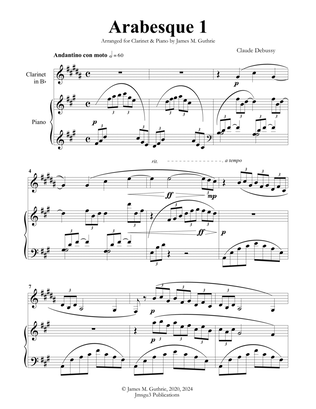 Book cover for Debussy: Arabesque 1 for Clarinet & Piano