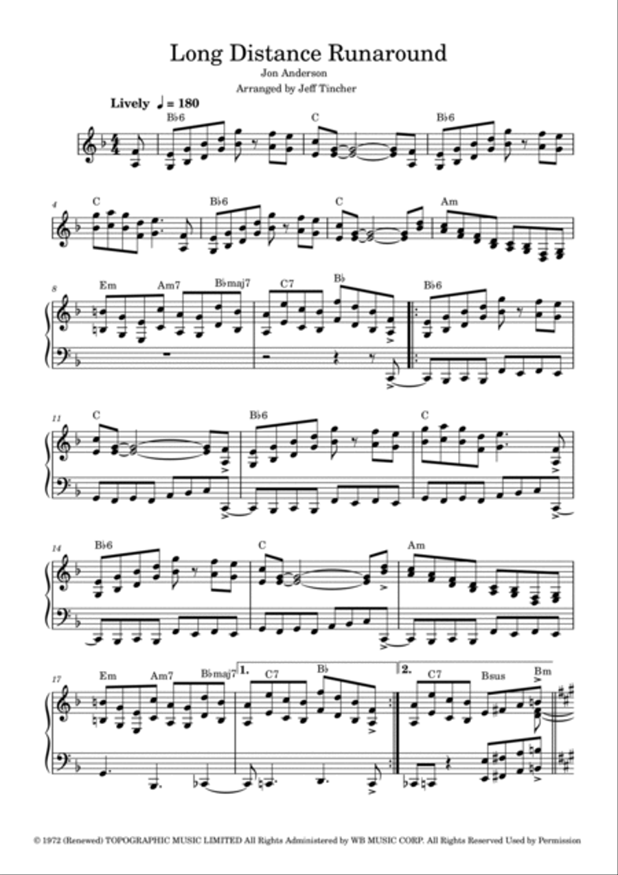 Long Distance Runaround Piano, Vocal, Guitar scores gallery preview page 2