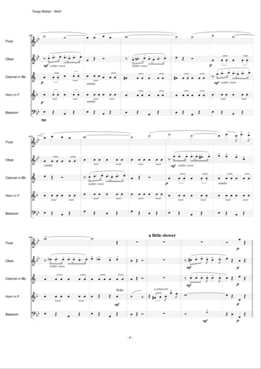 Tango Ballad Woodwind Quintet scores gallery preview page 5