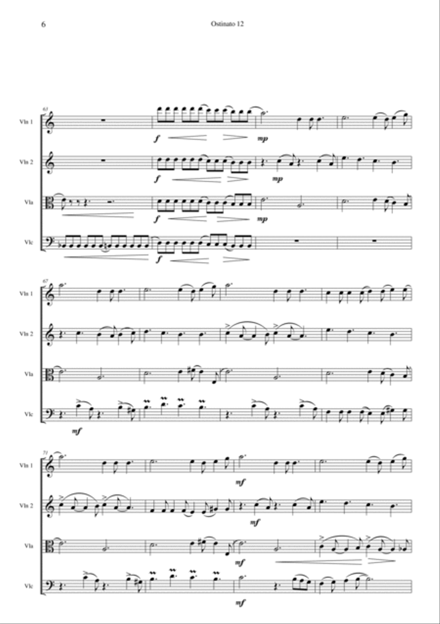 Ostinato 12 for string quartet String Quartet scores gallery preview page 6