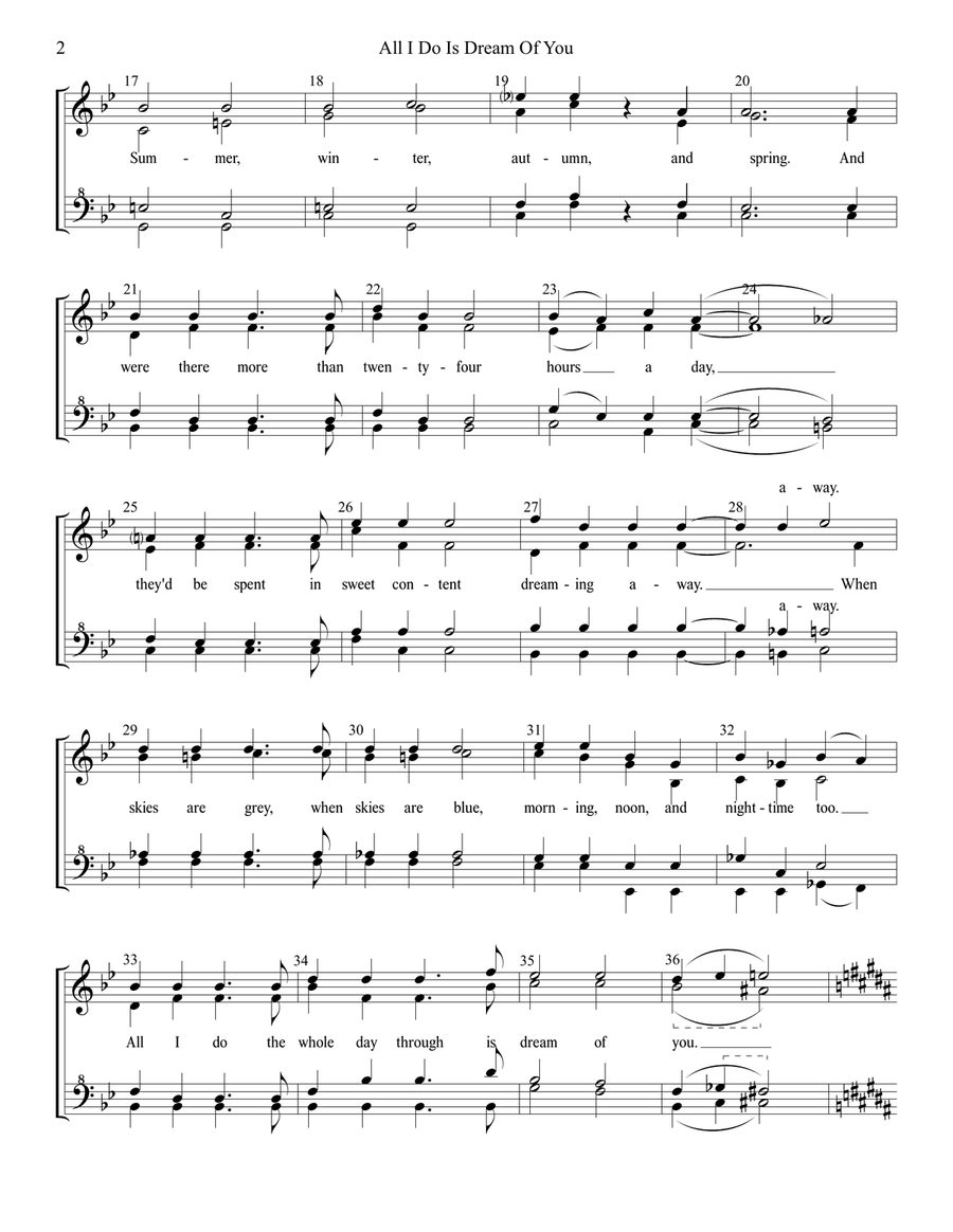 All I Do Is Dream Of You SSAA scores gallery preview page 2