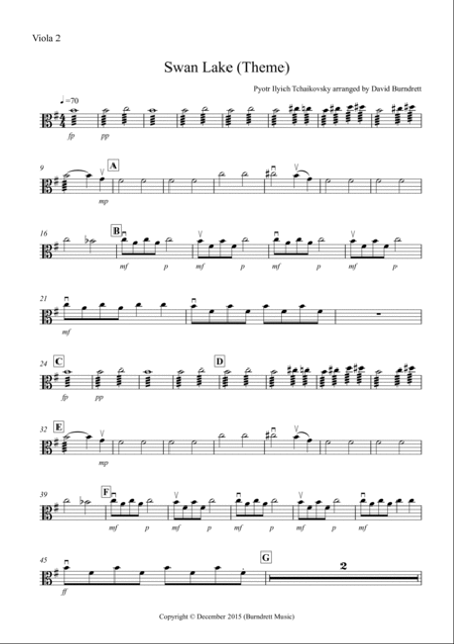 Swan Lake Theme for Viola Quartet Viola Solo scores gallery preview page 4