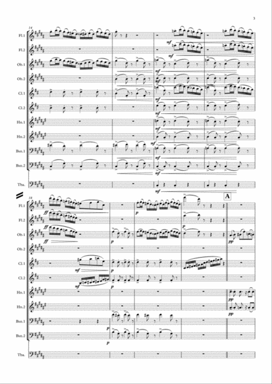 Mussorgsky: Pictures at an Exhibition Promenade and No.3 Tuileries (Children's quarrel after games)- Woodwind Quintet scores gallery preview page 3