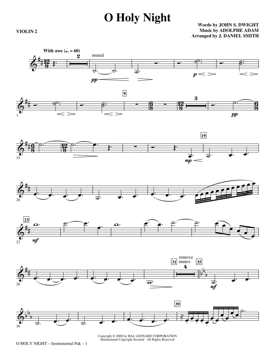 O Holy Night - Violin 2 O Holy Night - Violin 2 Choir scores gallery preview page 1