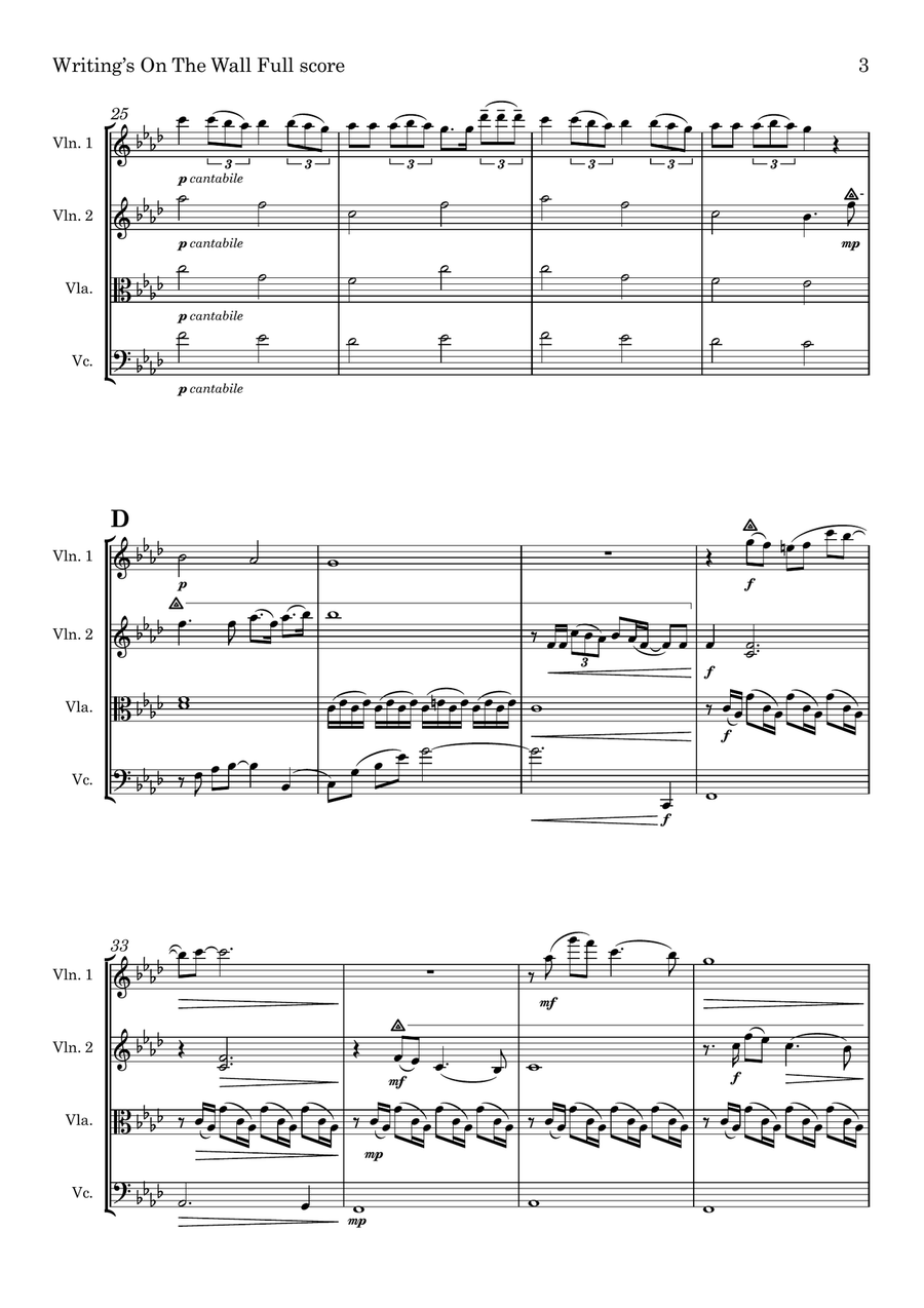 Writing's On The Wall from the film SPECTRE String Quartet scores gallery preview page 3