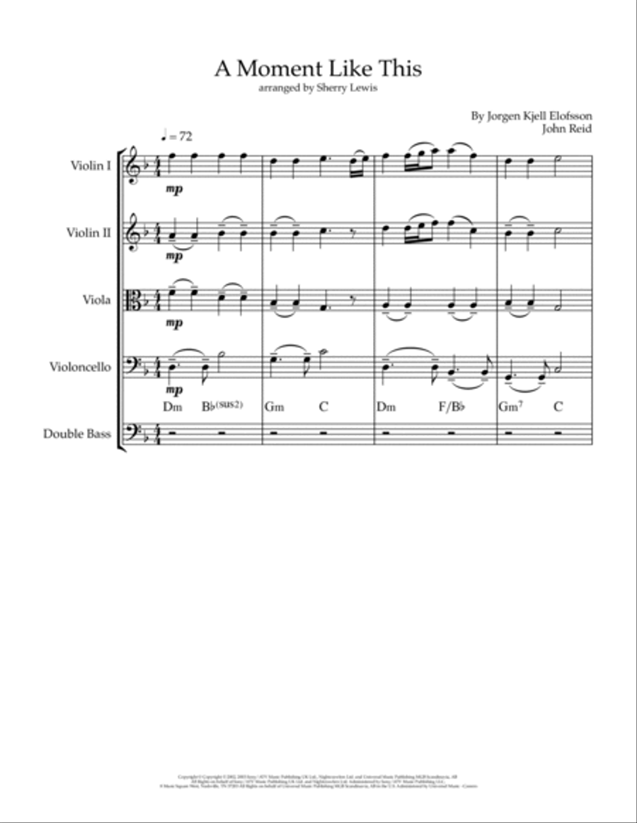 A Moment Like This String Quintet scores gallery preview page 3