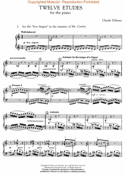 Twelve Etudes for Piano