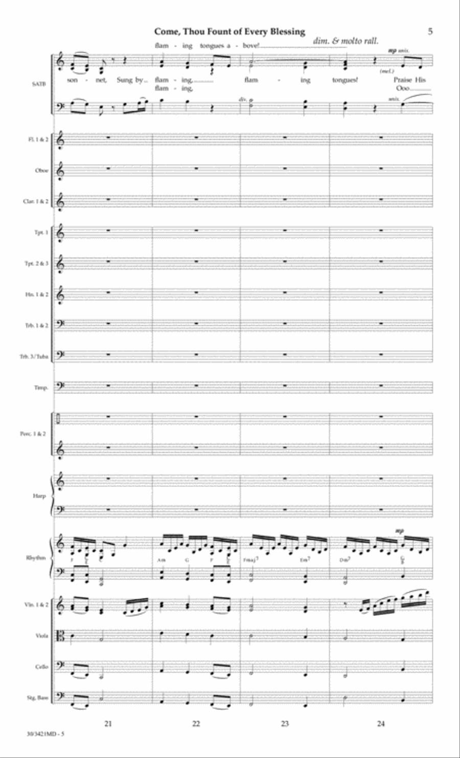 Come, Thou Fount of Every Blessing - Orchestral Score and Parts Choir scores gallery preview page 8