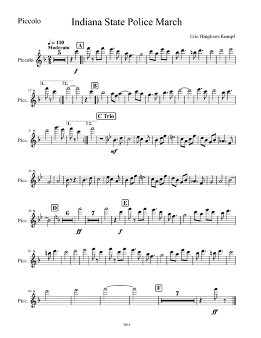 Indiana State Police March Marching Band scores gallery preview page 6