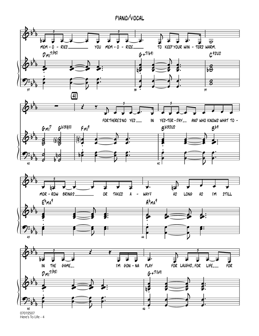 Here's To Life (Key: C minor) - Piano/Vocal Jazz Ensemble scores gallery preview page 4