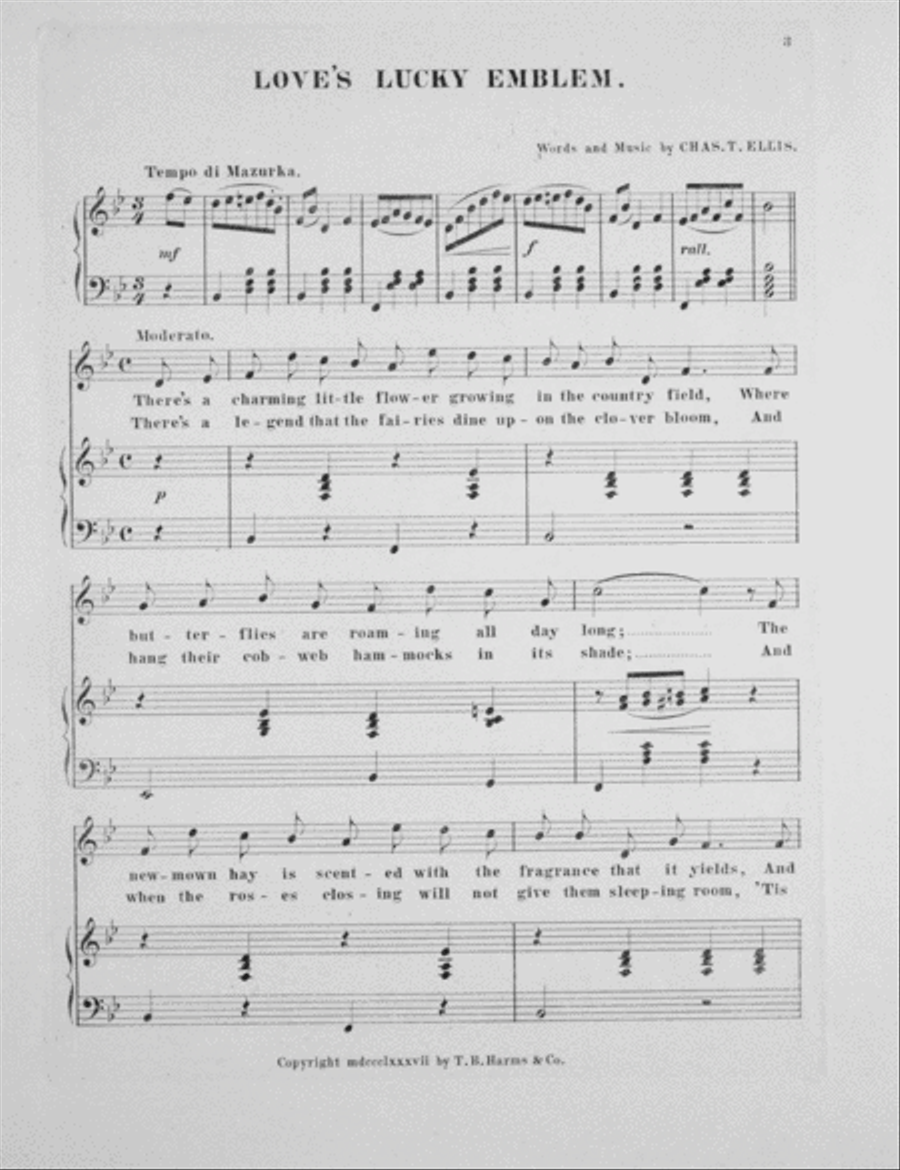 Chas. T. Ellis. New Songs. Love's Lucky Emblem Voice scores gallery preview page 2