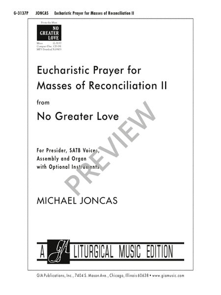 Eucharist Prayer for Masses of Reconciliation II - Presider edition