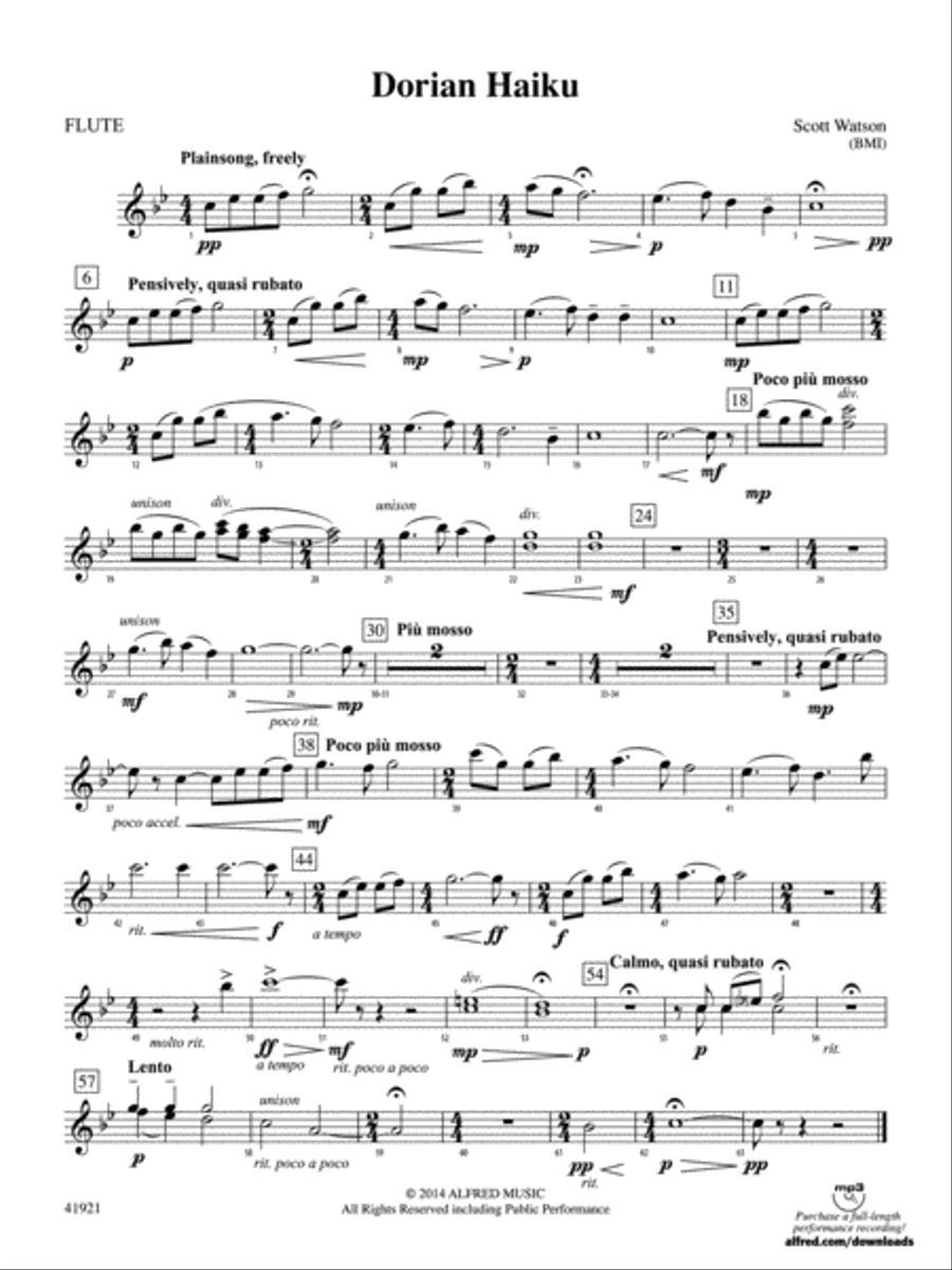 Dorian Haiku: Flute Dorian Haiku: Flute Concert Band scores gallery preview page 1
