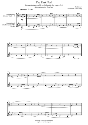 The First Noel (for euphonium duet (Bb treble, 3 or 4 valved), suitable for grades 1-5)