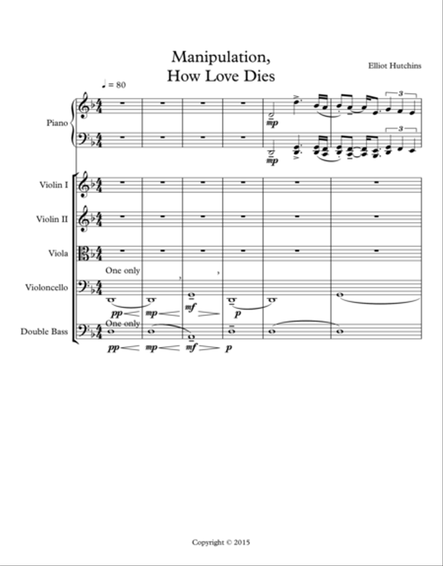 Manipulation, How Love Dies Piano Quintet scores gallery preview page 1