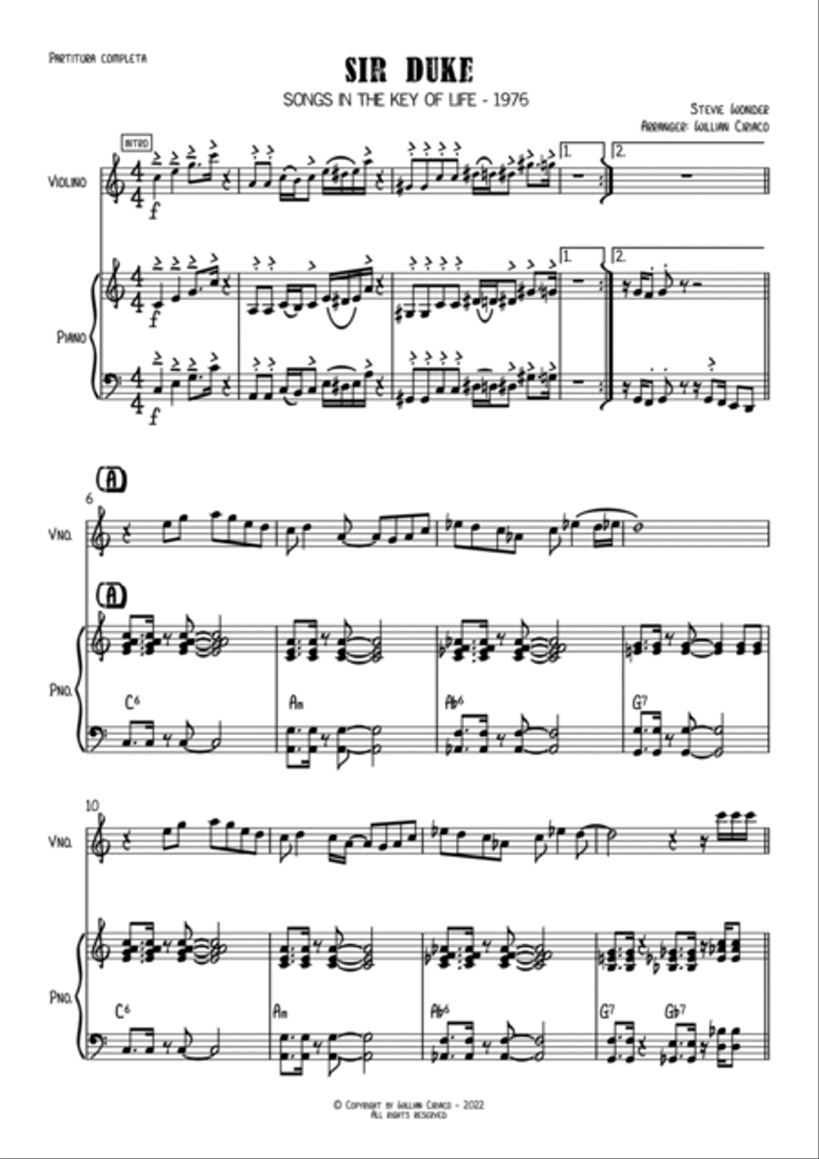 Sir Duke Sir Duke Violin Solo scores gallery preview page 2