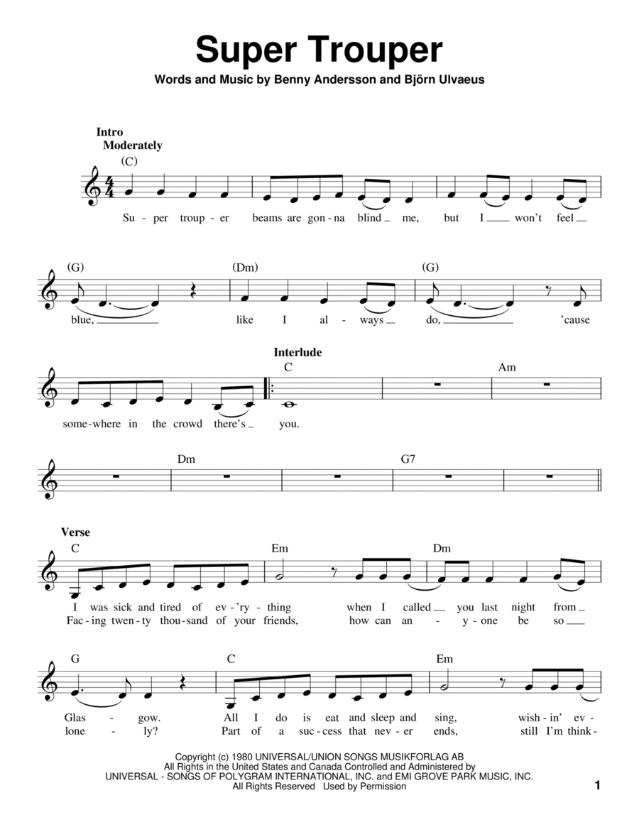 Super Trouper Super Trouper Voice scores gallery preview page 1