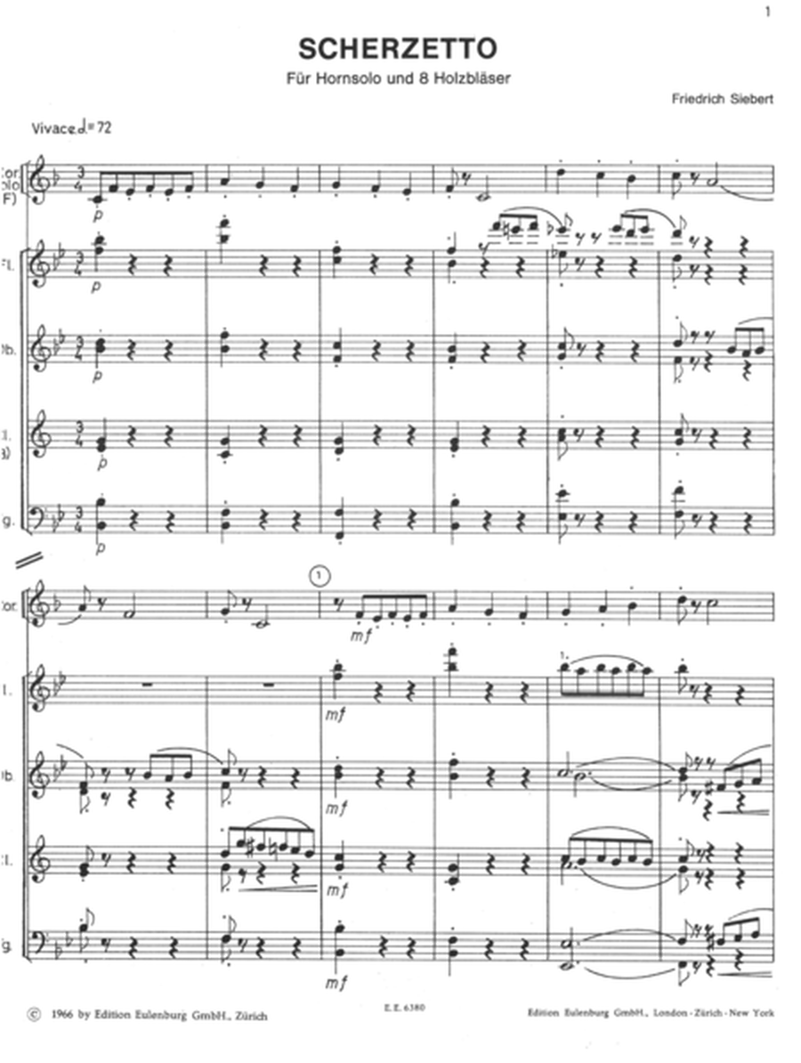 Scherzetto for horn and 8 woodwinds