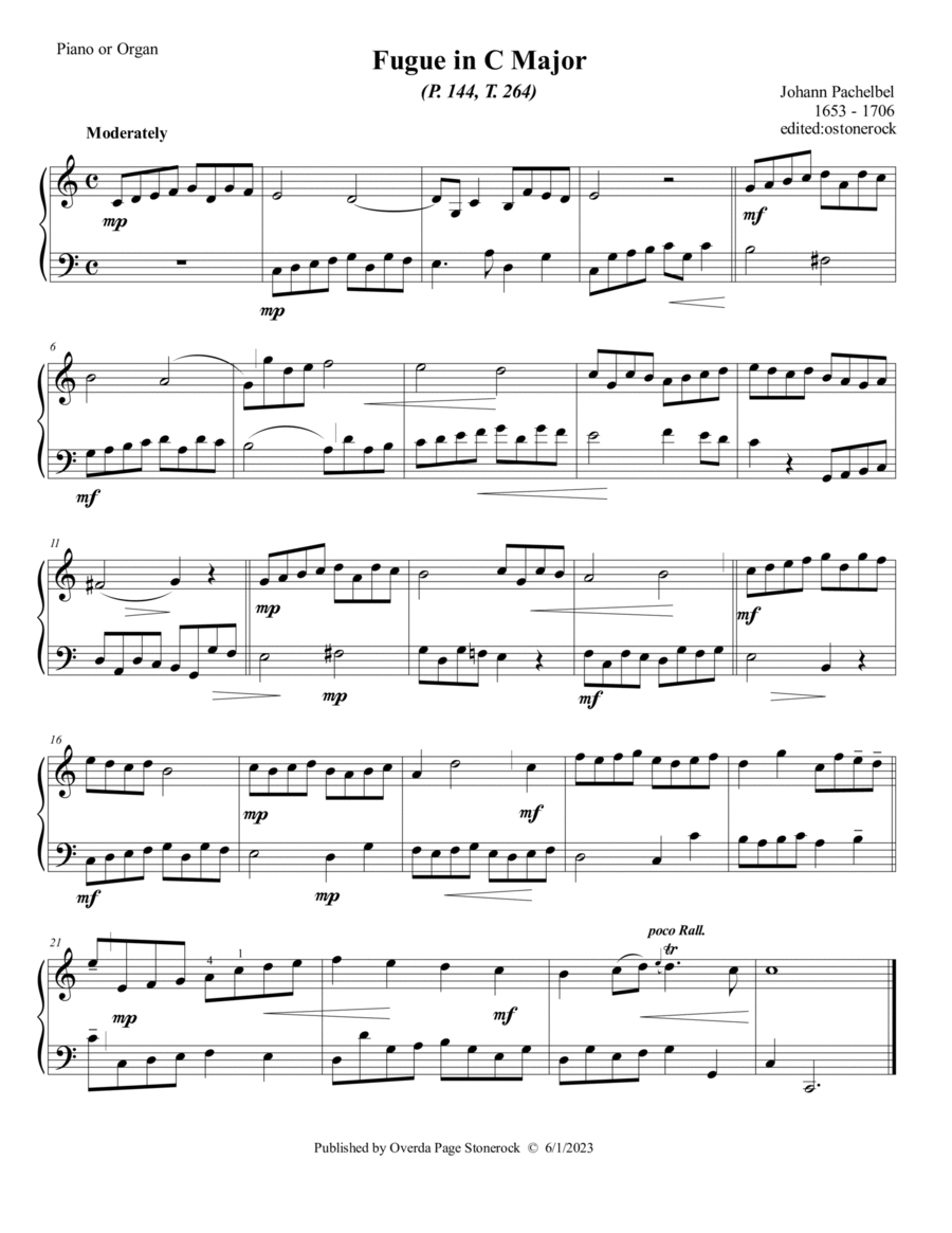 Fugue in C Major Piano Solo scores gallery preview page 1