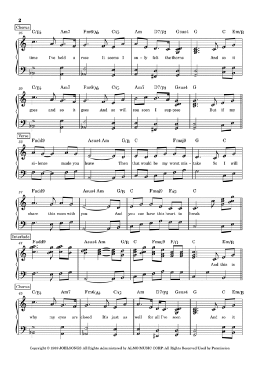 And So It Goes Easy Piano scores gallery preview page 2