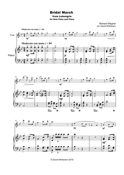 Bridal March, "Here Comes The Bride", for Solo Flute and Piano image number null
