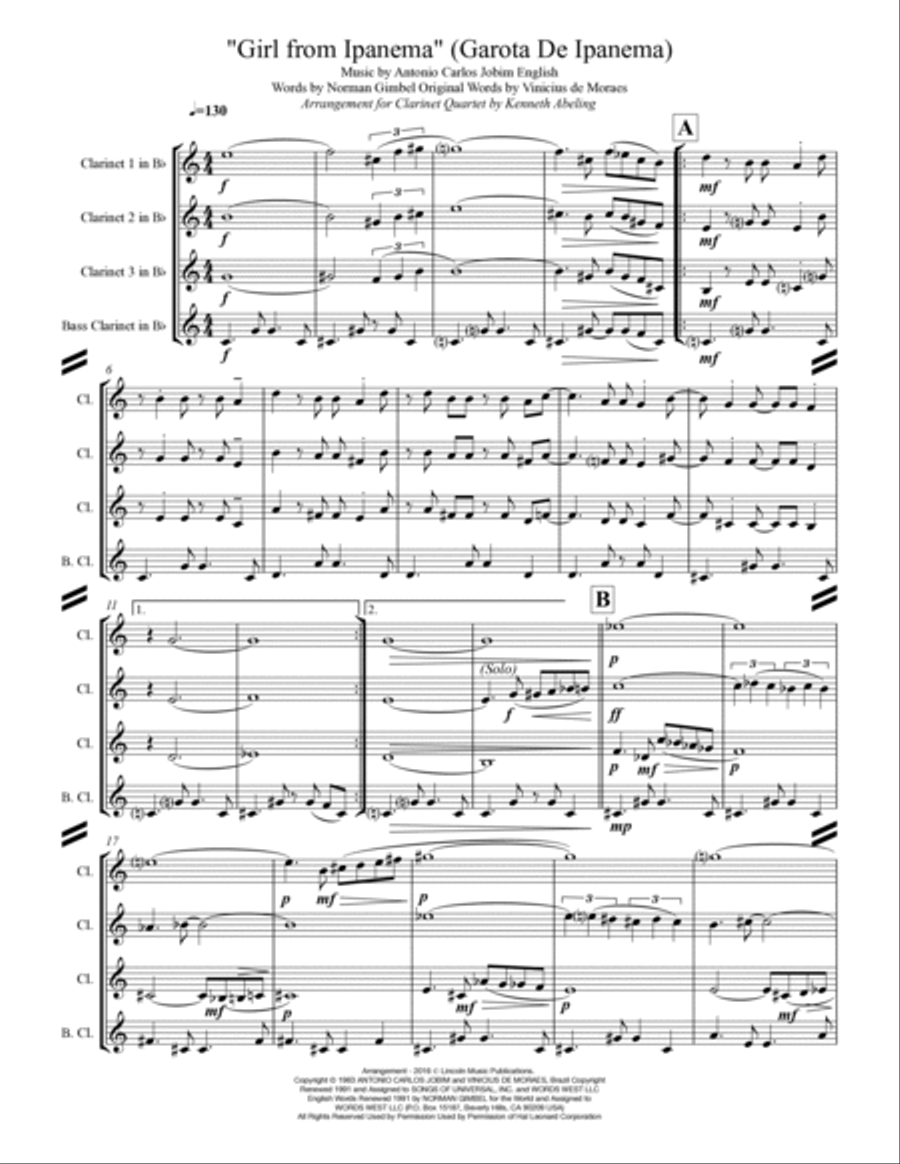 The Girl From Ipanema (Garota De Ipanema) Woodwind Ensemble scores gallery preview page 2