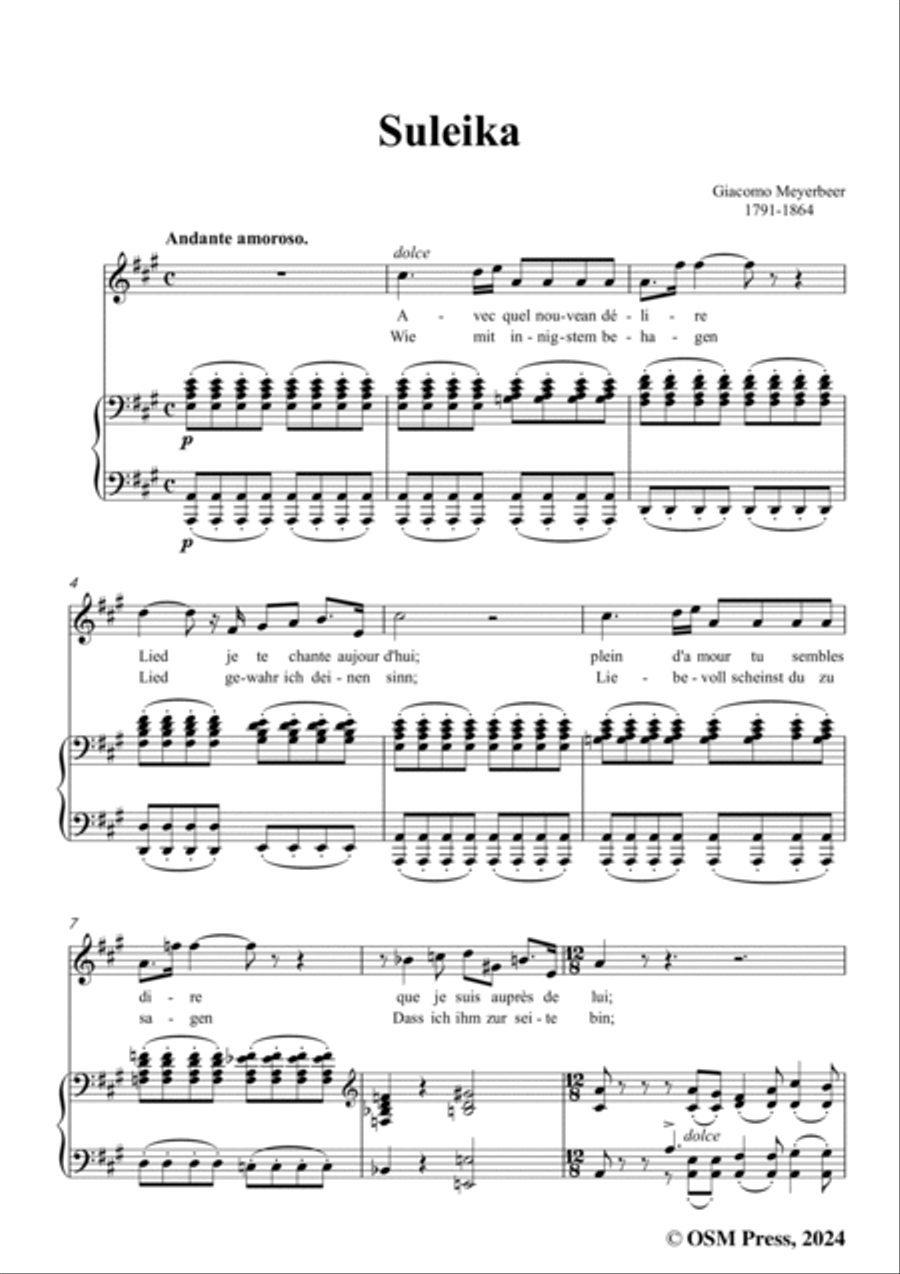 Meyerbeer-Suleika,in A Major Voice scores gallery preview page 3