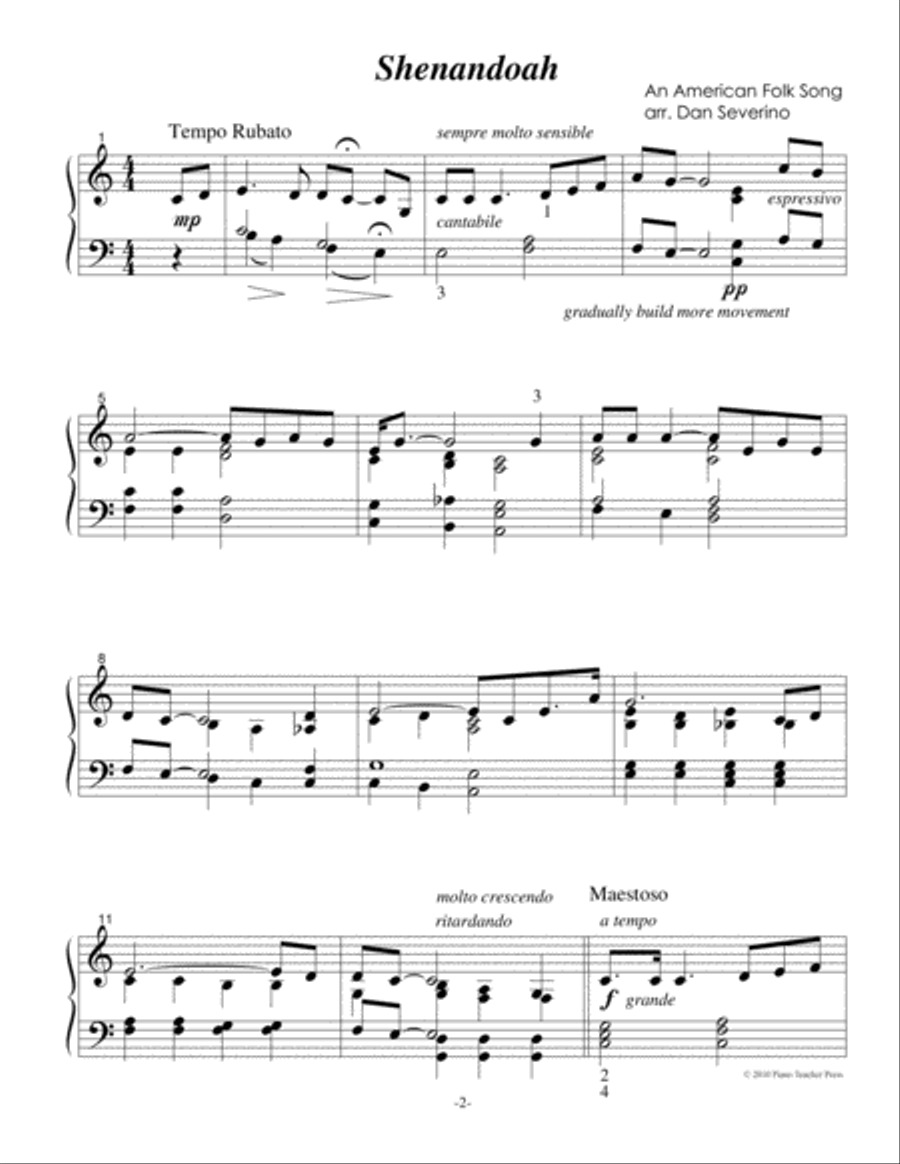 Shenandoah Shenandoah Piano Solo scores gallery preview page 2