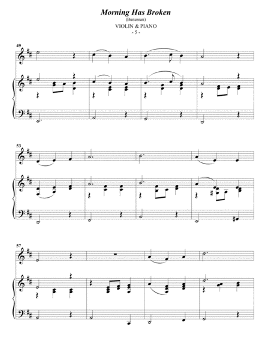 Morning Has Broken Violin Solo scores gallery preview page 5