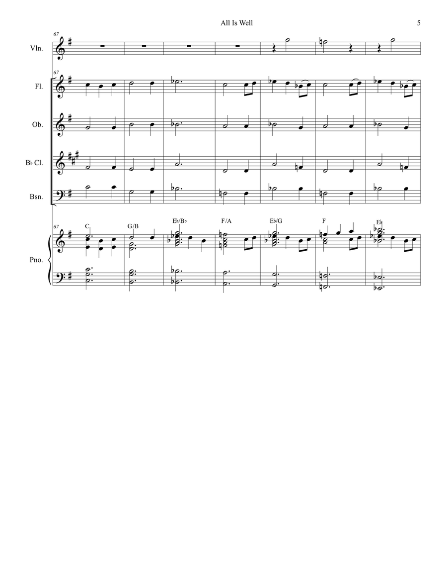 All Is Well All Is Well Woodwind Quartet scores gallery preview page 5
