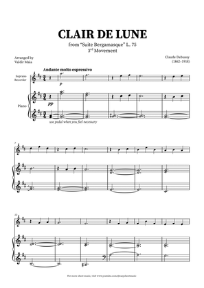 Clair de Lune - Soprano Recorder and Piano