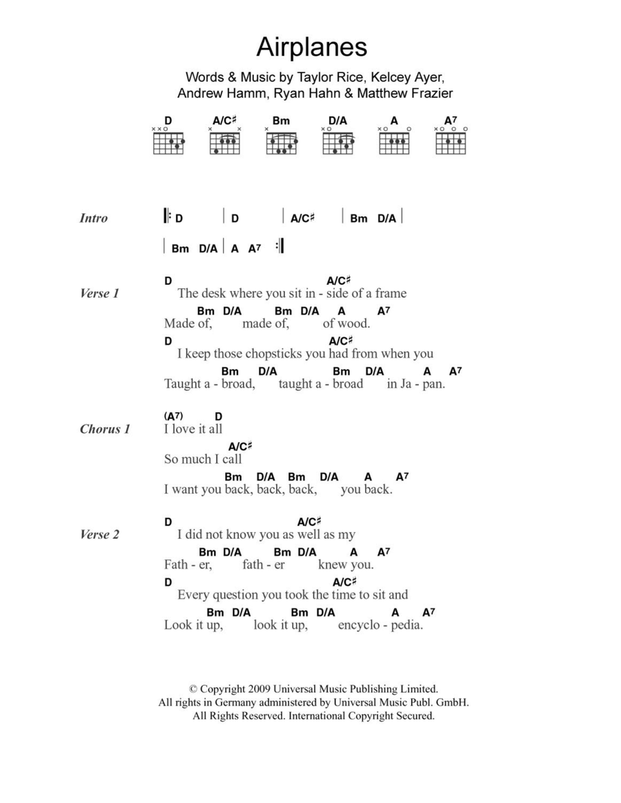 Airplanes Acoustic Guitar scores gallery preview page 1