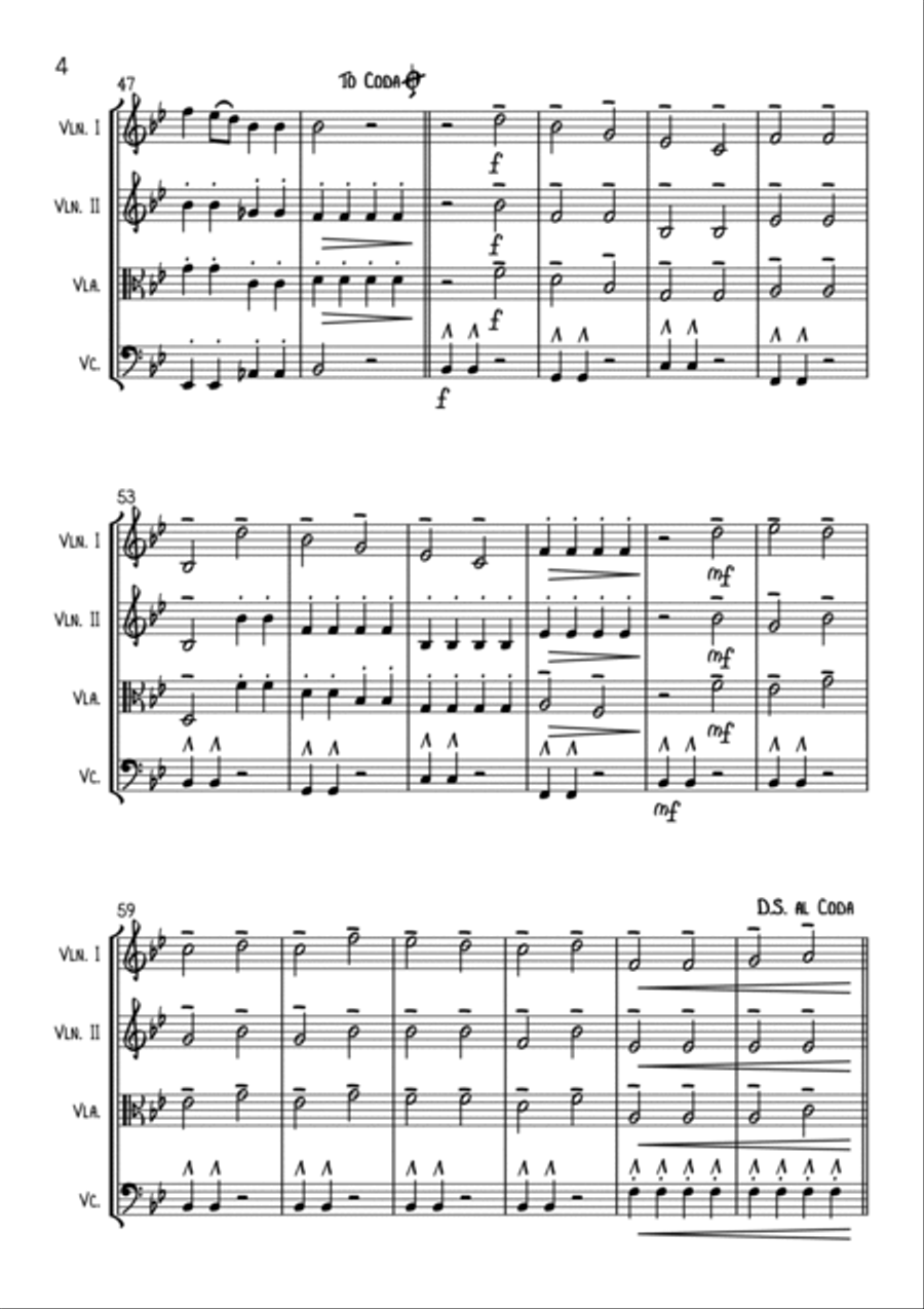 Wonderful Christmastime String Quartet scores gallery preview page 4