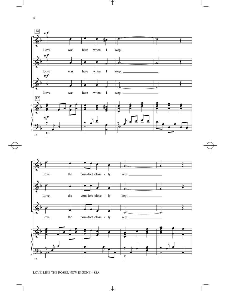 Love, Like The Roses, Now Is Gone SSA scores gallery preview page 3