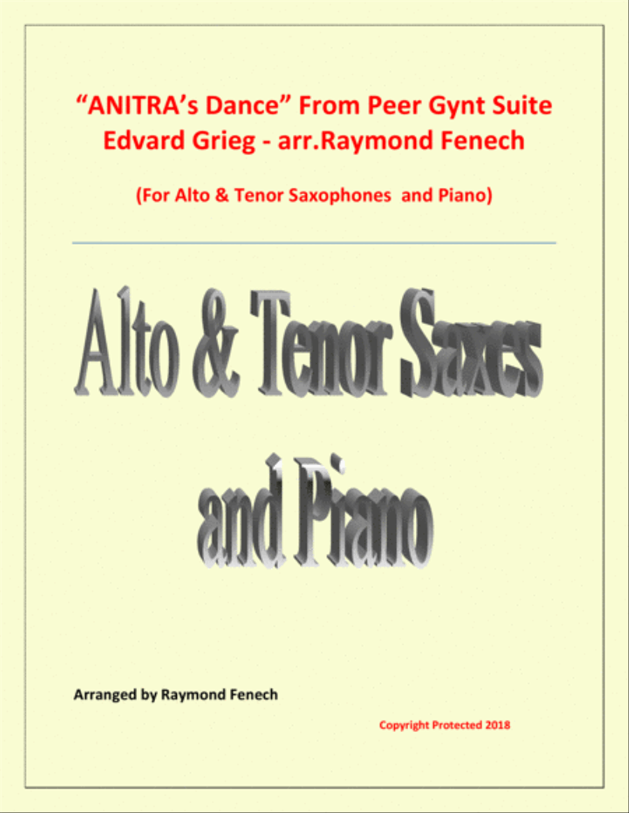 Anitra's Dance - From Peer Gynt - Alto & Tenor Saxaphones and Piano Woodwind Duet scores gallery preview page 1