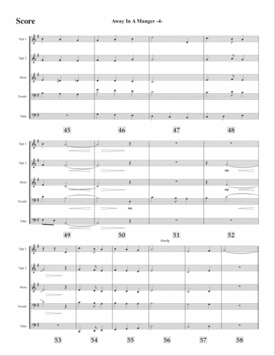Away in a Manger for brass quintet Brass Quintet scores gallery preview page 4