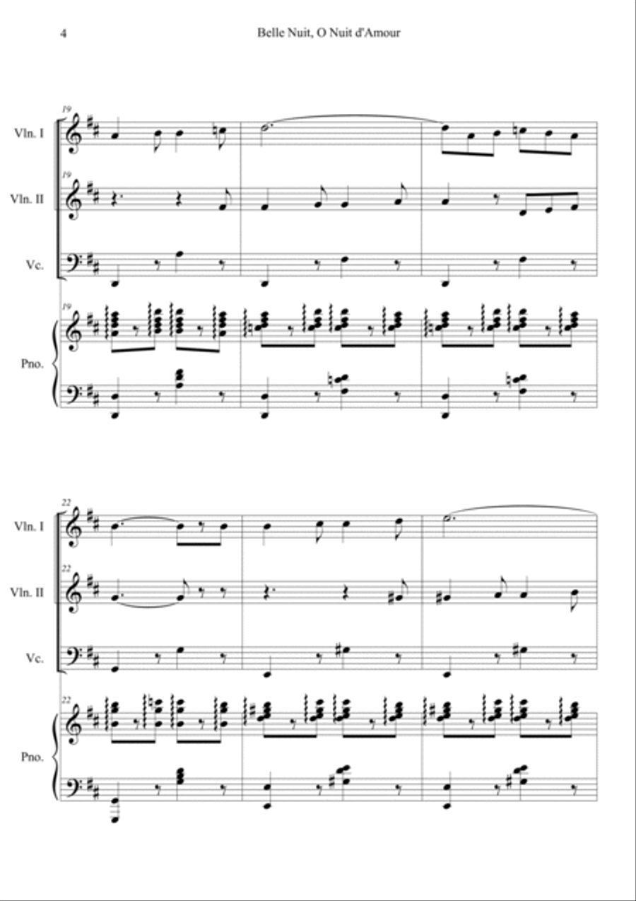 Belle Nuit o nuit d'amour Piano Quartet scores gallery preview page 4
