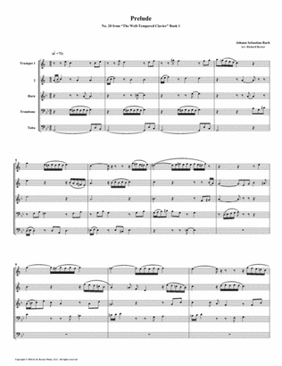 Prelude 20 from Well-Tempered Clavier, Book 1 (Brass Quintet)