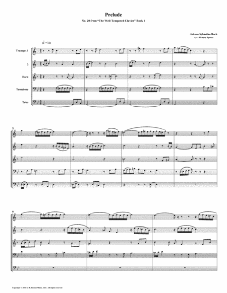 Prelude 20 from Well-Tempered Clavier, Book 1 (Brass Quintet) image number null