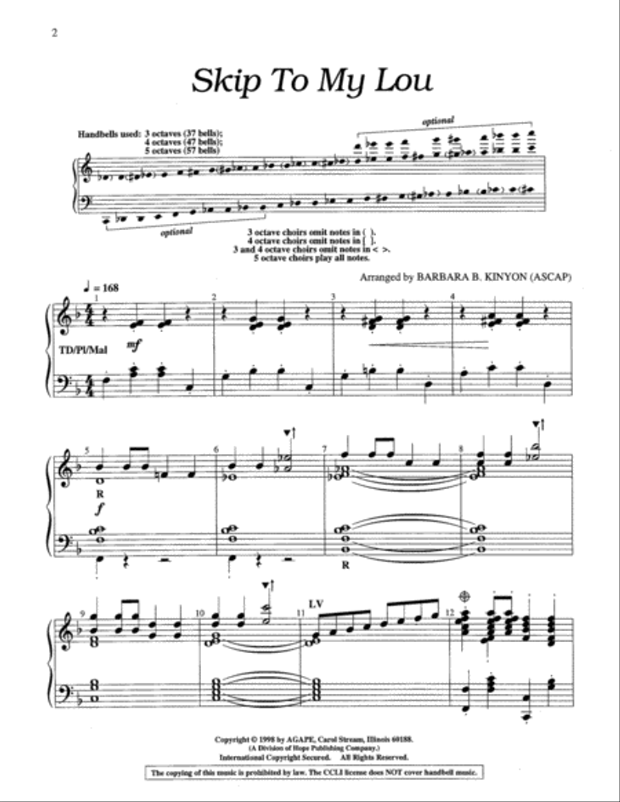 Skip to My Lou Handbell Choir scores gallery preview page 2