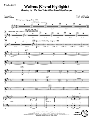 Waitress (Choral Highlights) (arr. Greg Gilpin) - Synthesizer I